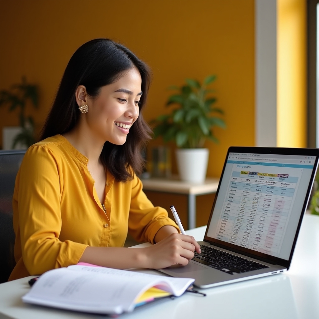 Young Colombian person working on personal budget planning