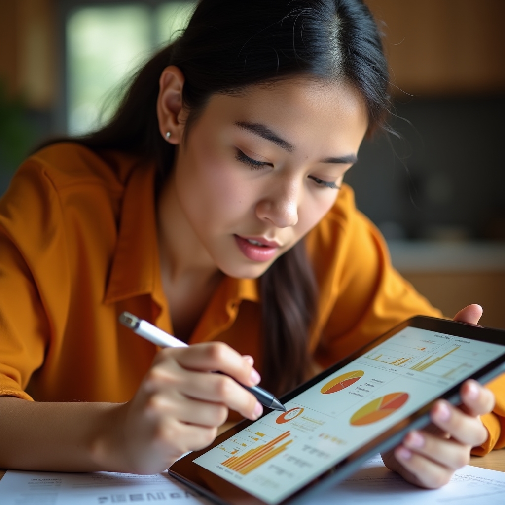 Interactive digital financial education tools on screen