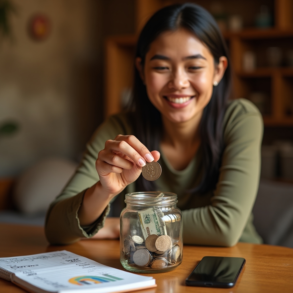 Young person developing savings habits with digital tools