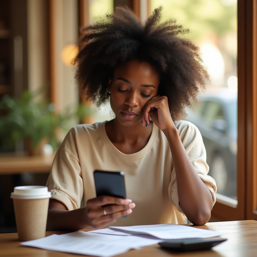 Young Colombian reflecting on financial decisions and literacy